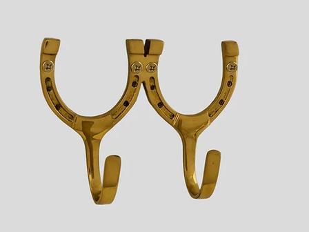 Brass Horseshoe Hook - Double