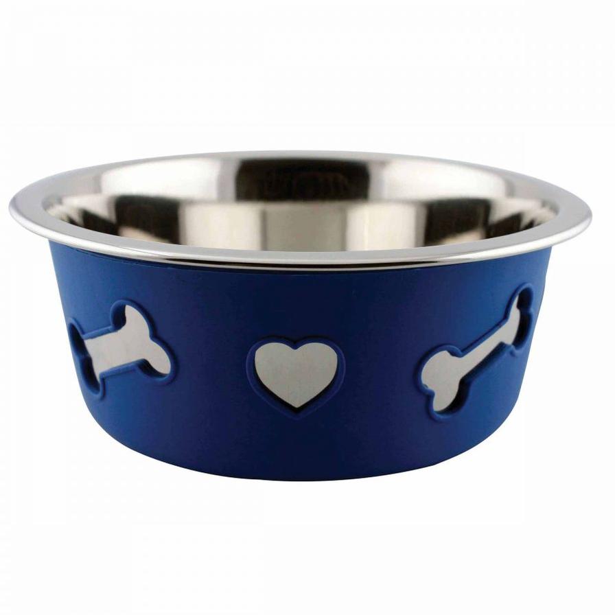 Stainless Steel Silicone Bone Dog Bowl