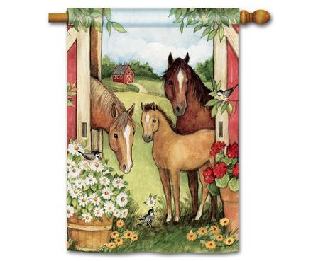 Horse Family Garden Flag