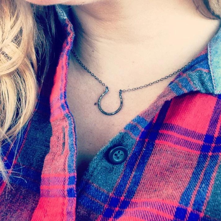 Lucky Horseshoe Charm Necklace - Gold