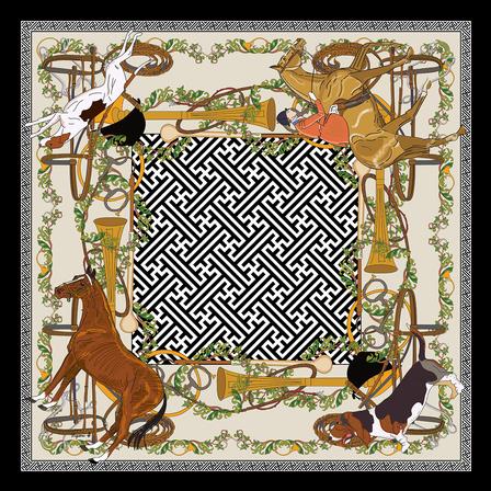 Horse and Hound Silk Scarf