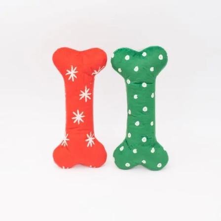 2 Pack Holiday Patterned Bones - Large