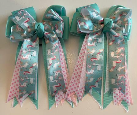 Aqua Unicorn Show Bows