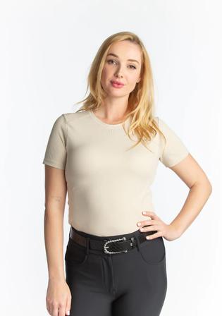 Maddy Perforated Tech Tee BISCOTTI