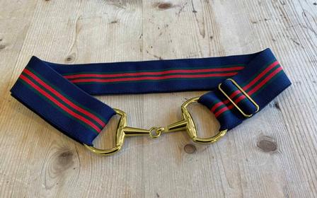 Striped Stretch Belt - Navy, Red and Green