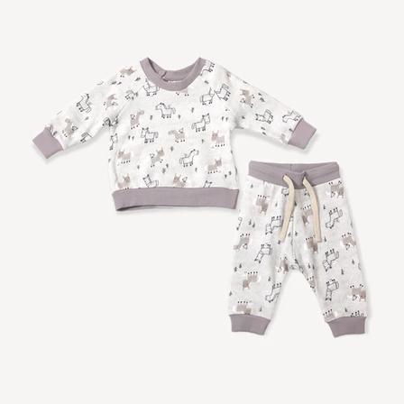 Horse and Bird Baby Sweatshirt Jogger Set