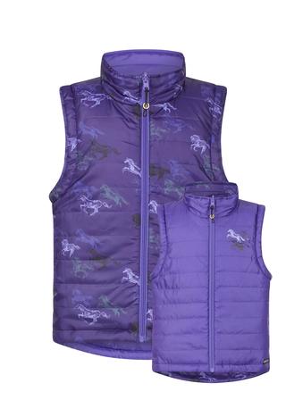 Kids Pony Tracks Reversible Quilted Vest HUCKLEBERRY_RUN_FREE_MULTI/IRIS