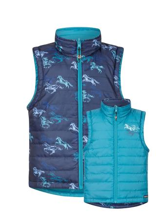 Kids Pony Tracks Reversible Quilted Vest INK_RUN_FREE_MULTI/PEACOCK
