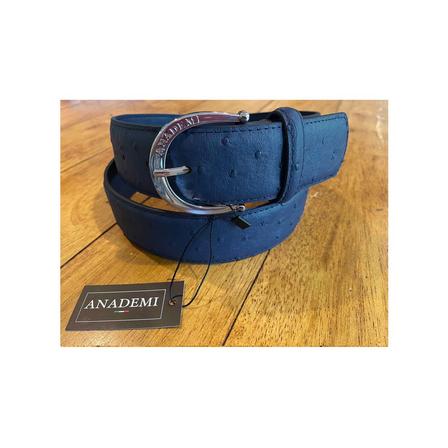 Ostrich Leather Belt - Navy