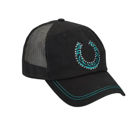 Rhinestone Horseshoe Cap BLACK