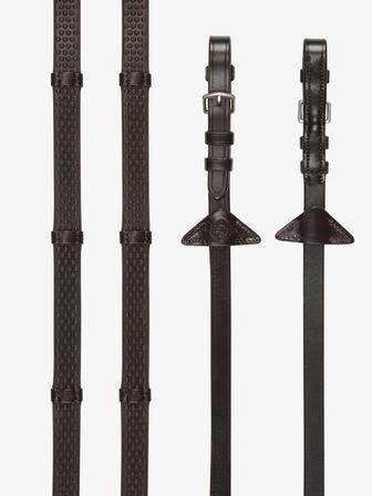 Soft Rubber Reins with Stoppers BROWN/SILVER