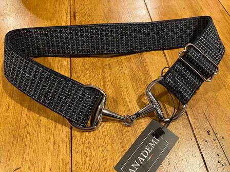 Navy and Green Tweed Stretch Belt