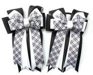 Ink Black Plaid Show Bows