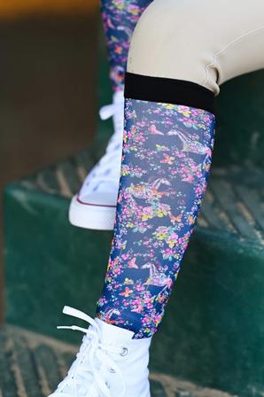 Pony Mac Blue Floral Horse Pair & A Spare Boot Sock