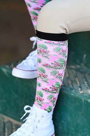 Pony Mac Pink Tally Ho Pair & A Spare Boot Sock