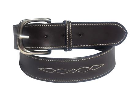 Men's Leather Belt with Fancy Stitching