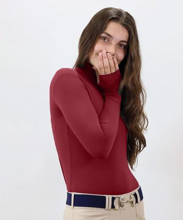Alexa Turtleneck UV Shirt with Thumbholes BURGUNDY