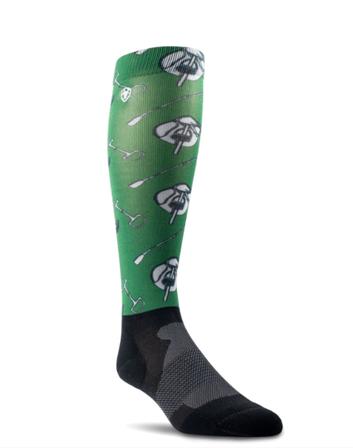 AriatTek Slim Printed Boot Sock GREEN_SADDLE