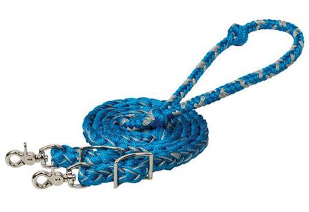 Braided Polyester Barrel Rein GRAY/BLUE