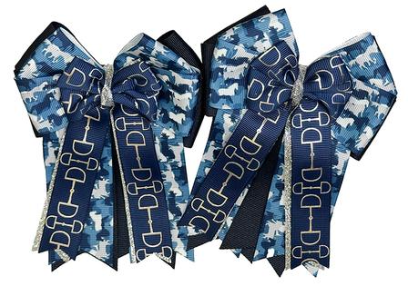 Navy and Silver Horse Show Bows