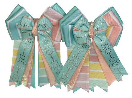 Aqua Stripes Show Bows