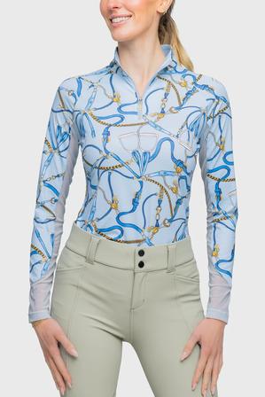 Robins Egg Belt Print Long Sleeve 1/4 Zip Sun Shirt