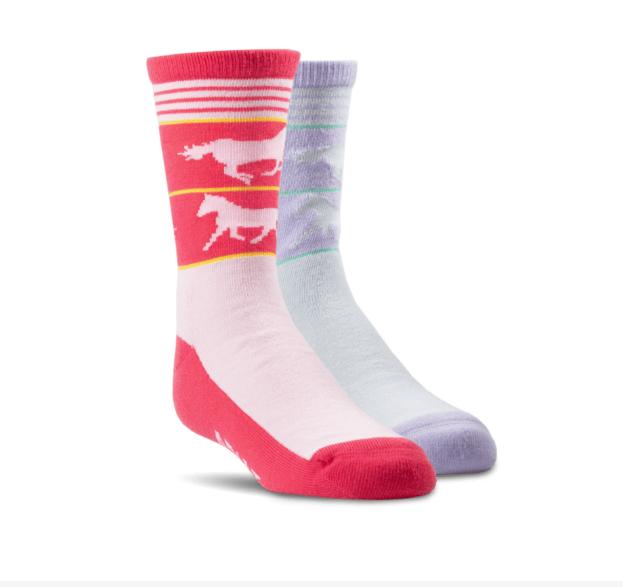 Kid's Gallop Strip Crew Sock - 2 Pack