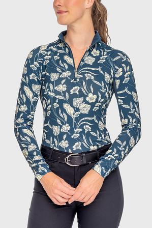 Sailor Blue French Tulip Long Sleeve 1/4 Zip Sun Shirt