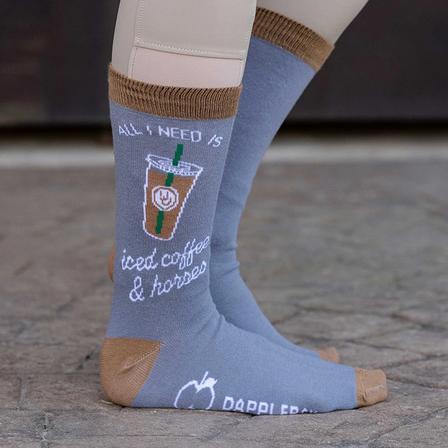 Knit Crew Socks - Iced Coffee & Horses