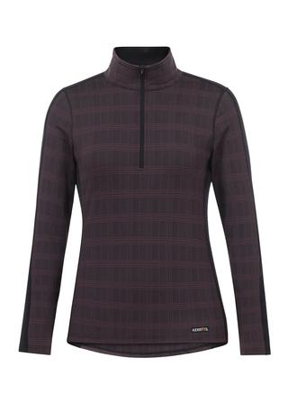 Stretch Plaid Quarter Zip Top BLACK_PLAID