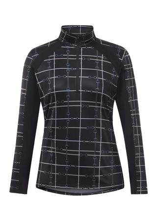 First Level Quarter Zip Stretch Fleece Tech Top BLACK_BRIDLE_PLAID