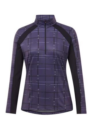 First Level Quarter Zip Stretch Fleece Tech Top PLUMNOIR_BRIDLE_PLAID