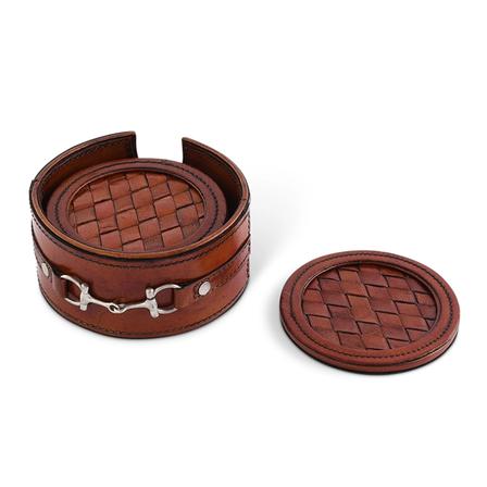 Genuine Leather Coaster Set with Bit