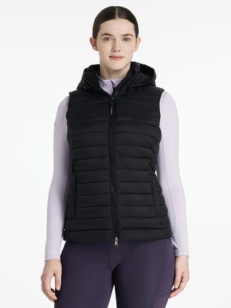 Rose Hooded Puffer Gilet BLACK