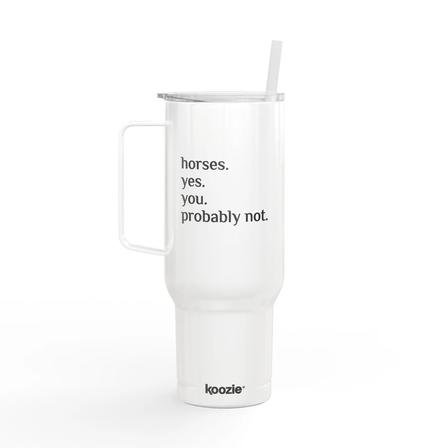 40oz Insulated Tumbler | Horses Yes WHITE