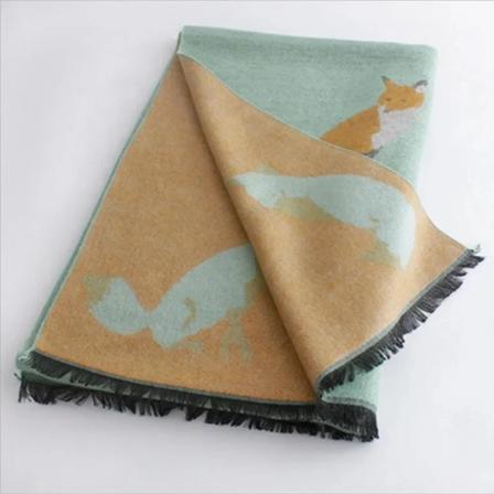 Tallyho Mr Fox Wool Blend Winter Scarf Shawl MINT
