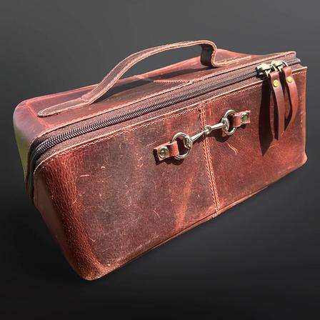 Leather Toiletry Bag with Bit NEWMARKET_BROWN