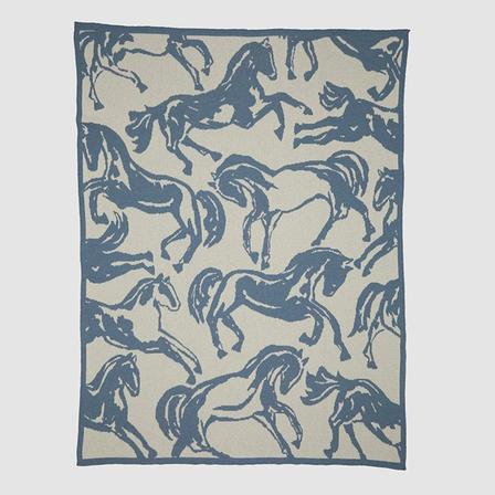 Equestrian Abstract Horse Throw BLUE