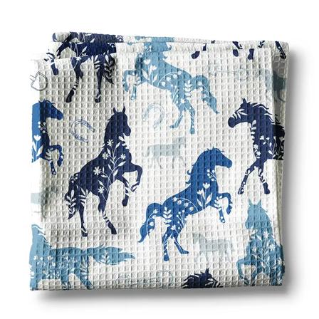 Waffle Kitchen Towel | Blue Horses