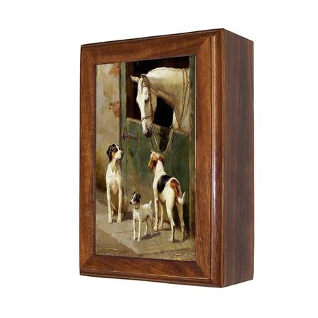 Wooden Trinket Box | Dogs & Horse at Stable