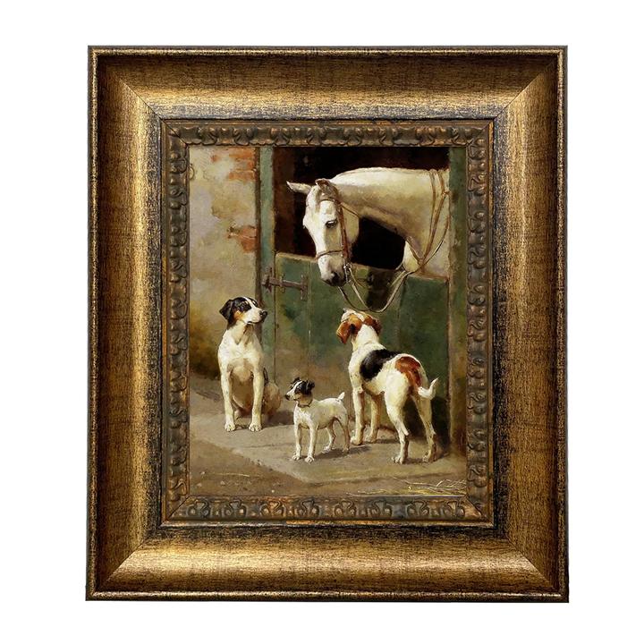 Canvas Print | Dogs & Horse At Stable