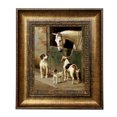 Canvas Print | Dogs & Horse at Stable