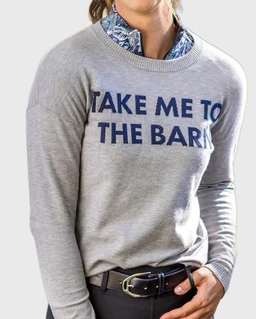 Take Me To The Barn Crewneck Sweater HEATHER_GREY/NAVY