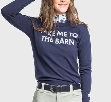 Take Me To The Barn Crewneck Sweater NAVY/HEATHER_GREY