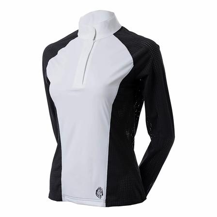 Sara Perforated Long Sleeve Show Shirt BLACK