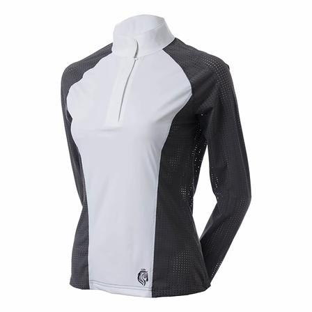 Sara Perforated Long Sleeve Show Shirt GREY