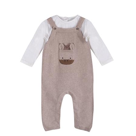 Horse Pocket Baby Knit Overall Set OAT_HEATHER