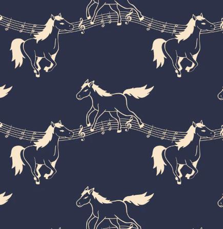 Kids Musical Ponies Crew Sock NAVY