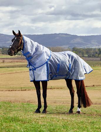 ComFiTec Ripshield Fly Sheet Detach-A-Neck WHITE/COBALT