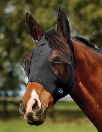 ComFiTec Deluxe Stretch Fly Mask with Ears BLACK/BLACK